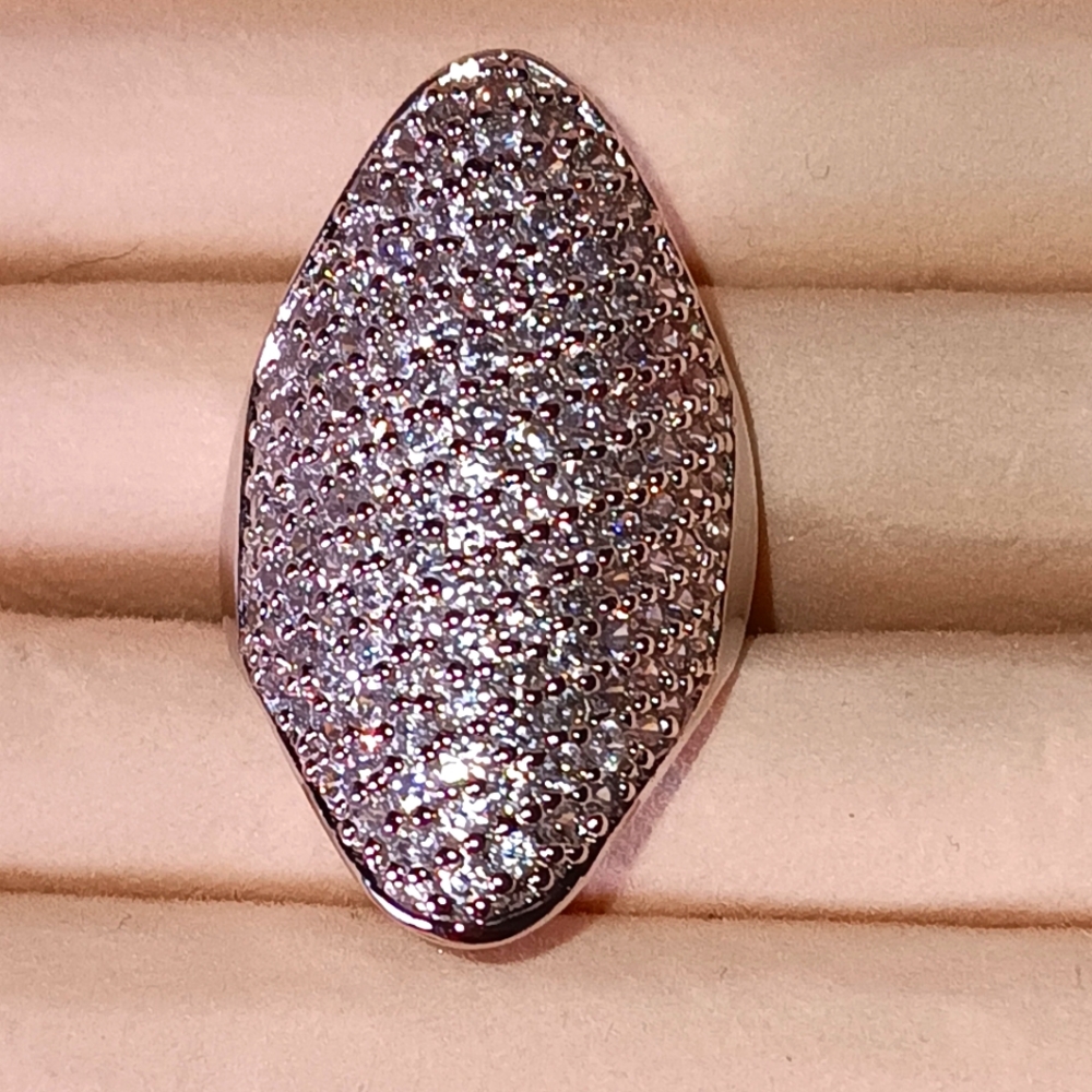 Massive Bella Luce Sterling Pave Ring Sz 7